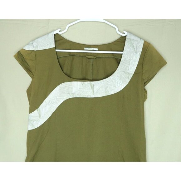 Skunkfunk Sheath Dress Asymmetrical Olive Green Organic Cotton Womens Size 4 - Picture 2 of 10